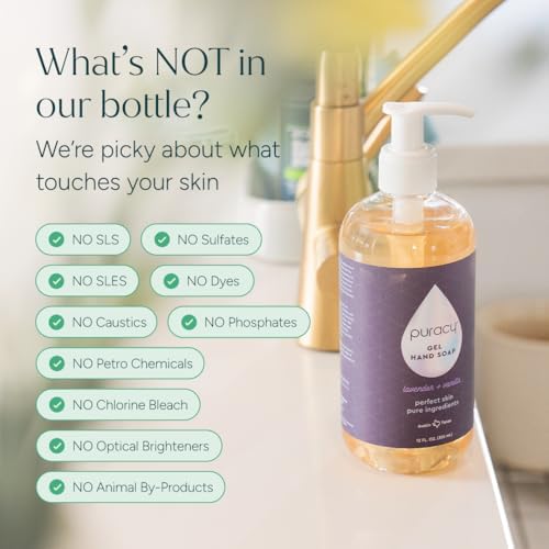 Puracy Organic Hand Soap, Professional Hand Washers We've All Become, Moisturizing Natural Gel Hand Wash Soap, Liquid Hand Soap Refills for Soft Skin (Refill Lavender & Vanilla, 48 Ounce)