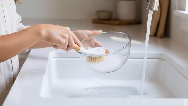 Holikme 3 Pack Dish Brush with Bamboo Handle Cleaning Brush,White Black