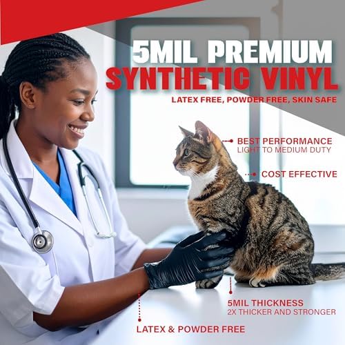 London Labs Black Synthetic Vinyl Exam Gloves Powder Free and Latex Free