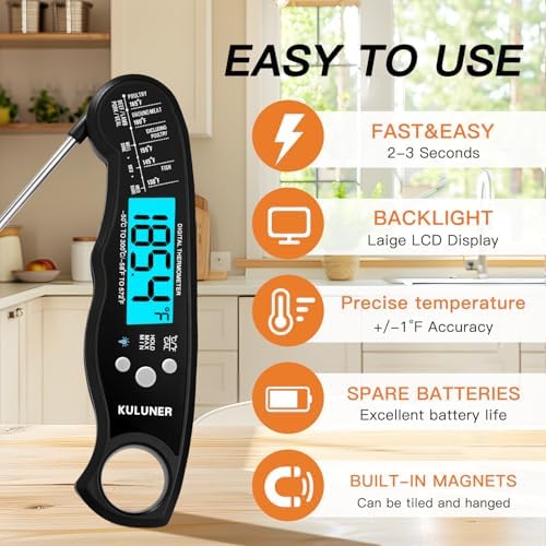 KULUNER Digital Instant Read Meat Thermometer for Cooking, Food,Grill