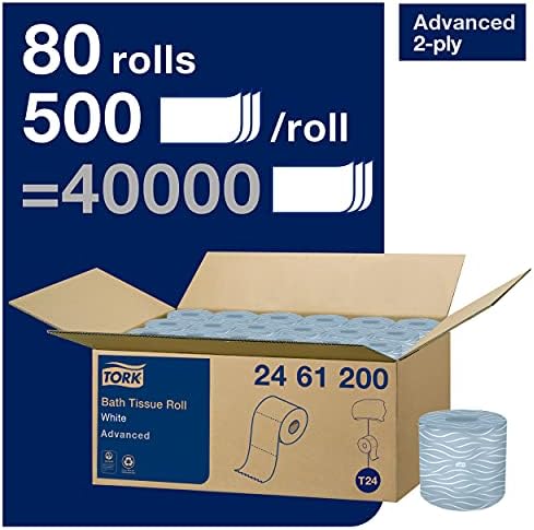 Tork Advanced Toilet Paper Roll, 80 rolls x 500 sheets, 2461200