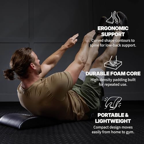 SPRI Ab Mat - Workout Mat Accessory for Abdominal Exercises, Sit-Ups, Crunches, Push-Ups, Core Training, and More - Portable Padded Shaped Mat with Curved Back Support for Toning Abs