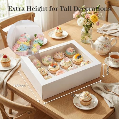 VGOODALL 12 Count Cupcake Boxes, 6 PCS Cupcake Container with Window