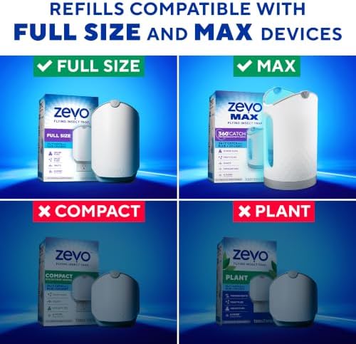 Zevo Flying Insect Trap Refill Cartridges for Fruit Flies & Gnats, 4 Count