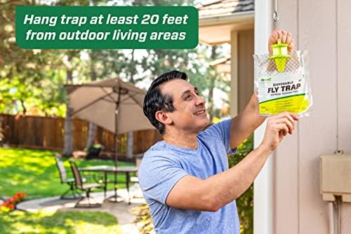 RESCUE! Outdoor Disposable Fly Trap – Hanging Fly Catcher with Attractant Bait, Fly Bag for Patio, Yard, Trash & Farm Areas – Easy-to-Use Outdoor Fly Control - 8 Traps