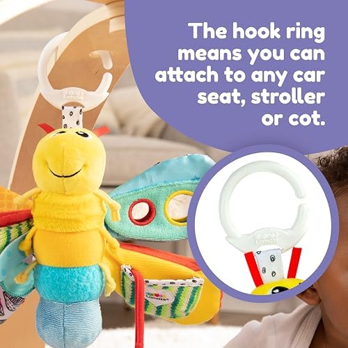 Lamaze Clip On Car Seat and Stroller Toy - Freddie the Firefly - Includes Lady Bug Teether - High Contrast Sensory Crinkle Toys for Babies - Infant Travel Toys - Ages 0 Months and Up