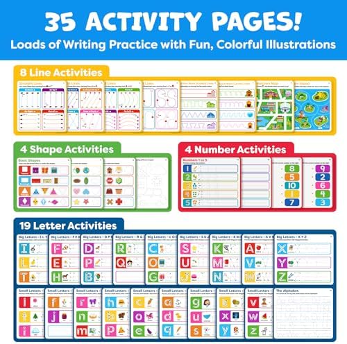 Tracing Books for Kids Ages 3-5 - Letter Tracing Activity Books for Kids Ages 3-5 - Preschool & Kindergarten Must Haves - Writing Practice & Learning Educational Toys for 3 Year Old
