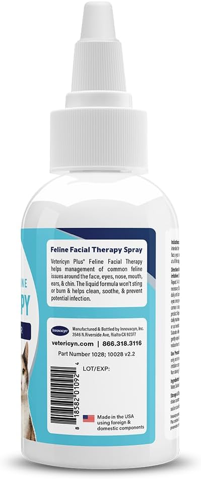 Vetericyn Plus Feline Facial Therapy | Healing Aid and Skin Repair for Different Cat First Aid Needs, Including Cat Acne, Cat Ear and Eye Problems. 2 Ounces