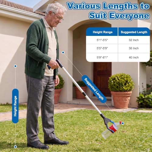 Reacher Grabber Pickup Tool, 32 Inch Grabber Reacher Tool for Seniors, Foldable Reaching Aid with 4.3 Inch Wide Jaw, Trash Picker Upper Grabber, Lightweight Mobility Aid for Elderly