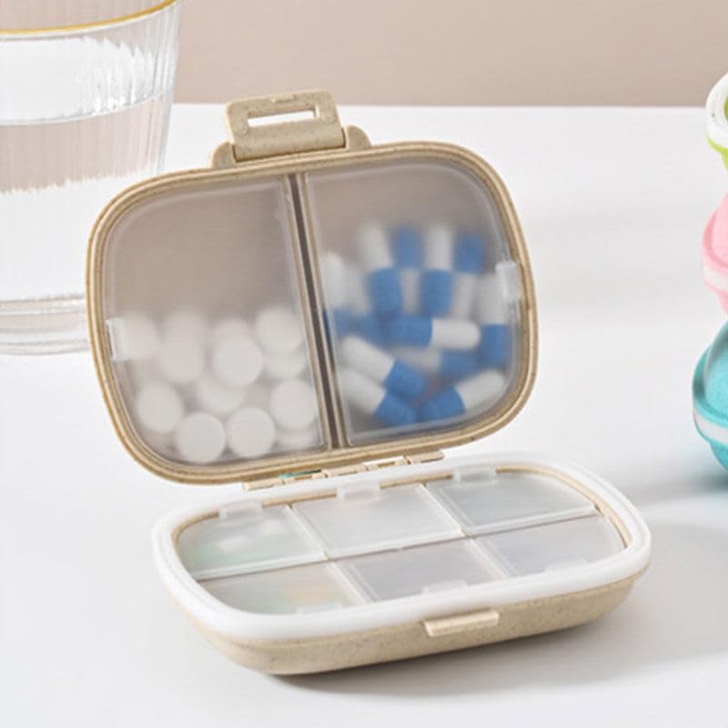 Medicine Organizer for Purse, Travel Pill Organizer, Pocket Size, Khaki