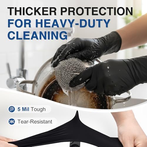 Schneider Black Nitrile Gloves, Gloves Disposable Latex Free, Powder Free