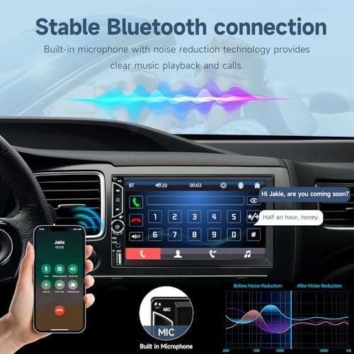 Leadfan 7inch Car Stereo Double Din Radio Touchscreen with Backup Camera Multimedia Car Audio Support Mirror Link, Bluetooth Caller ID, FM/MP3/MP4/USB/Subwoofer,Aux Input Car Audio Receivers