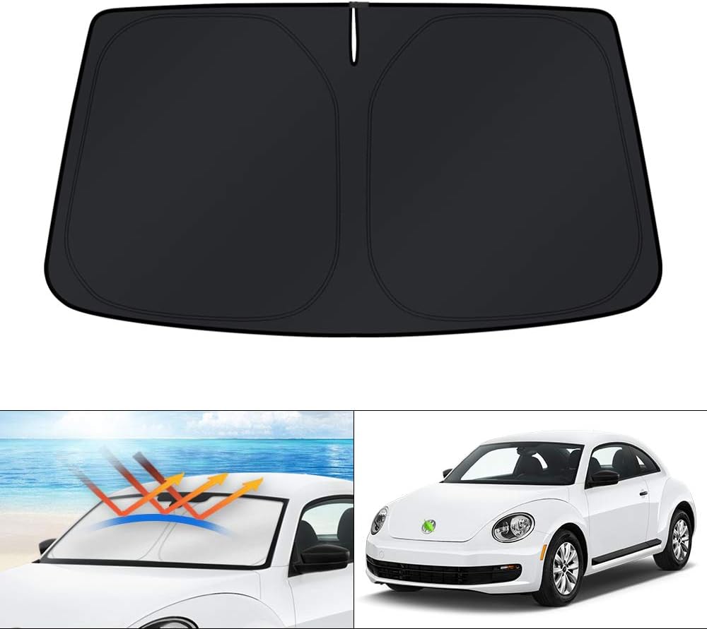 KUST Windshield Sun Shade for 2017-2026 Tesla Model Y/Model 3 Sunshade Accessories (Fit 2025-2026 Model Y Juniper / 2024 Model 3 Highland) Upgraded Foldable Sunshade, Blocks UV Rays Keep Car Cool