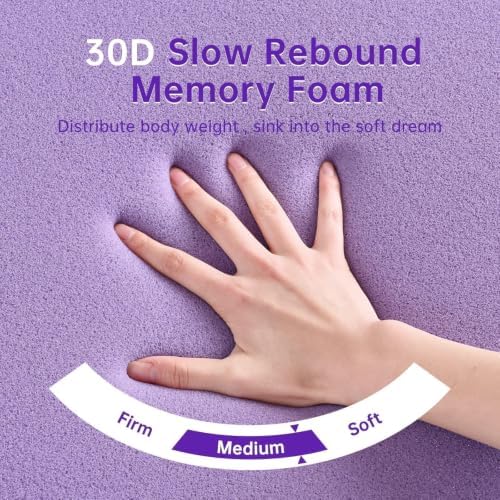 MUXHOMO 3 Inch 7-Zone Twin XL Mattress Topper, Egg Crate Memory Foam Mattress Topper Twin XL Size for Back Pain, Lavender Gel Infused Bed Pad, CertiPUR-US and Oeko-TEX Certification (79"×38")