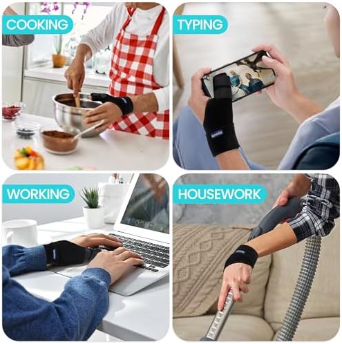 GenetGo Trigger Thumb Splint - Thumb Spica Support Brace Stabilizer for Pain, Sprains, Arthritis, Tendonitis (Right Hand or Left Hand) (Black)