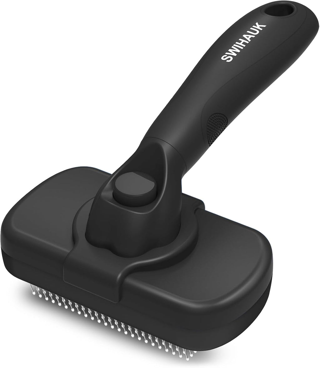 Swihauk Self Cleaning Slicker Brush - Skin Friendly Deshedding Grooming Tool for Dogs & Cats, Suitable for Shedding & Haired Pets, with Pet Supplies Accessories, Blue