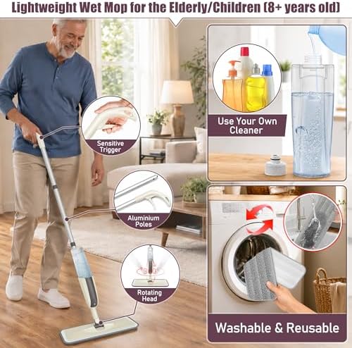 Spray Wet Mops for Floor Cleaning: Hardwood Floor Mop Refillable Reusable