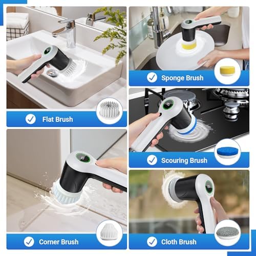 PUFTEM Electric Spin Scrubber, Cordless Shower Scrubber
