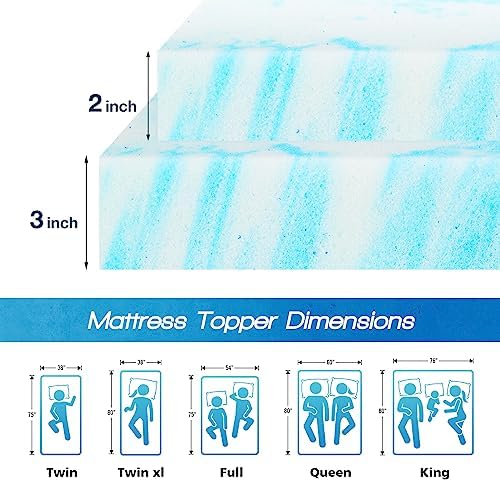 Sweetcrispy Memory Foam Mattress Topper, Full Size, 3 Inch Cooling Pad