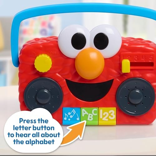 Sesame Street Elmo Take Along Boombox with Lights & Sounds, 5.5-inch Interactive Toy, Learning and Education, Kids Toys for Ages 2 Up by Just Play