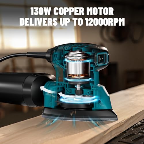 DOVAMAN 130W Detail Sander, 12000RPM Palm Sander Tool
