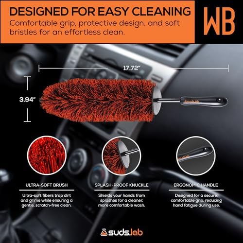 Suds Lab WB Premium Detailing Wheel Brush, Ultra-Soft, 17.7", All Vehicles