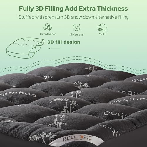 BEDLORE Queen Mattress Topper , Thick Pillow Top Mattress Pad
