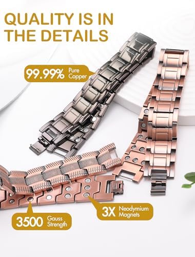 Feraco Copper Magnetic Bracelets for Men,Pure Copper Jewelry Gift