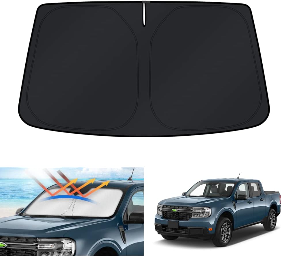 KUST Windshield Sun Shade for 2017-2026 Tesla Model Y/Model 3 Sunshade Accessories (Fit 2025-2026 Model Y Juniper / 2024 Model 3 Highland) Upgraded Foldable Sunshade, Blocks UV Rays Keep Car Cool