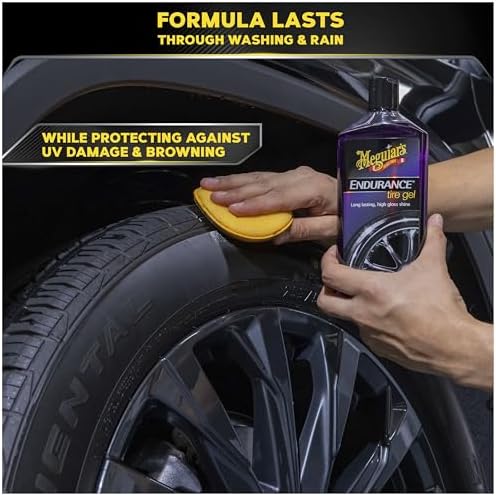 Meguiar’s Endurance Tire Gel - Tire Shine Gel, Premium Car Tire Shine For A Lasting Glossy Finish; Apply To Tires Cars, Trucks & Suvs To Keep Tires Looking Deep Black And Clean -16 Oz