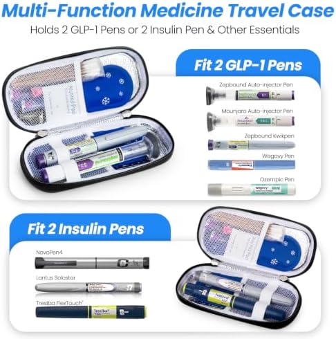 YOUSHARES GLP-1 Cooler Travel Case for 2 Zepbound, Mounjaro & Insulin Pens