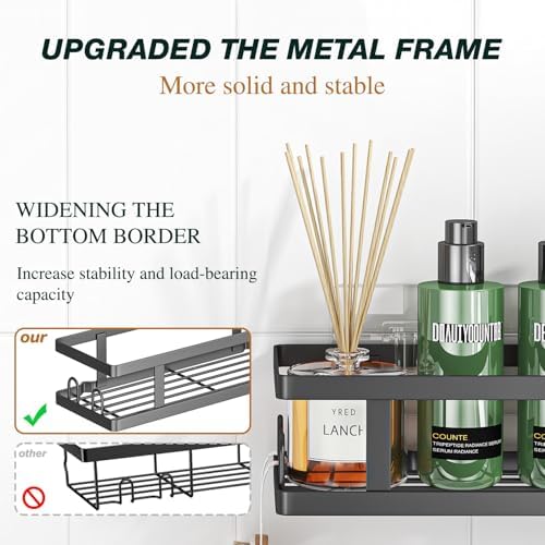 Youvip Adhesive Shower Caddy, Black, 3 Pack