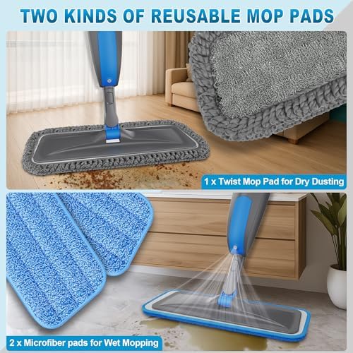 BPAWA Spray Mops for Floor Cleaning: Microfiber Wet Mop for Hardwood Tile
