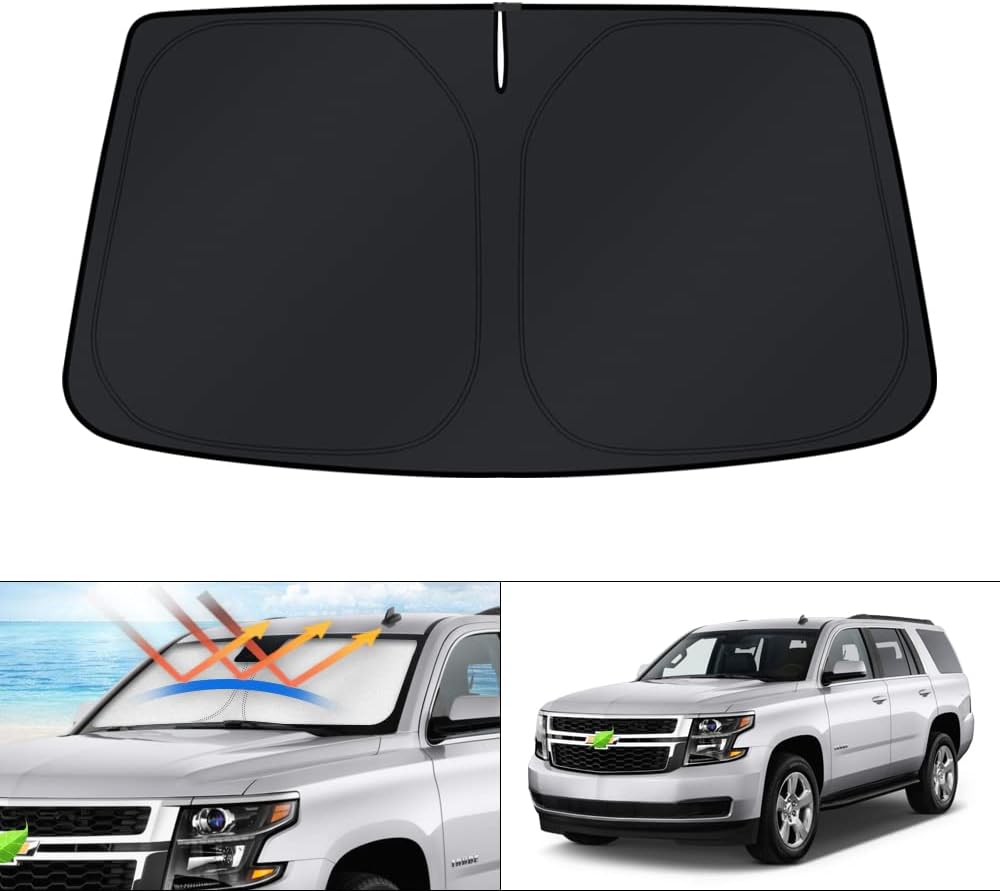 KUST Windshield Sun Shade for 2017-2026 Tesla Model Y/Model 3 Sunshade Accessories (Fit 2025-2026 Model Y Juniper / 2024 Model 3 Highland) Upgraded Foldable Sunshade, Blocks UV Rays Keep Car Cool