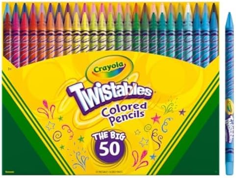 Crayola Twistables Colored Pencil Set (50ct), Cool Back to School Supplies for Kids, No Sharpen Colored Pencils for Girls & Boys, 4+ [Amazon Exclusive]