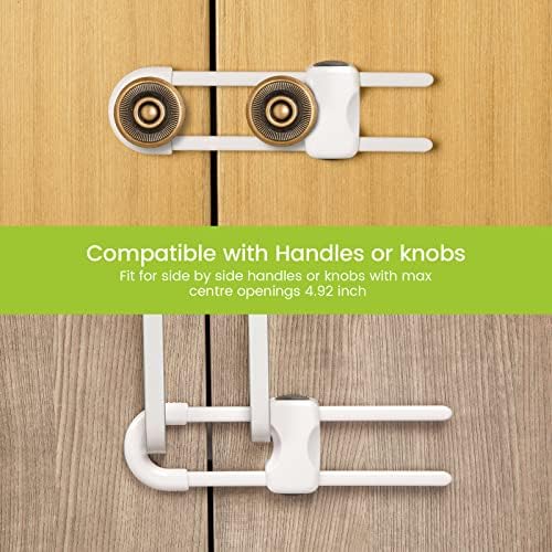Jetec 10 Pack Baby Proof Cabinet Locks Adjustable U Shaped,White