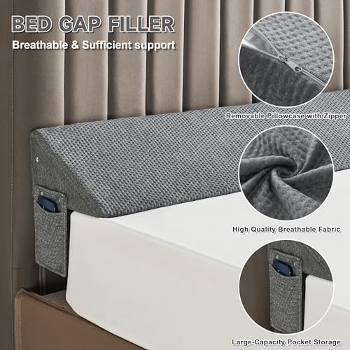 IFNOW Queen Bed Wedge Pillow(60"x6"x10"), Mattress Gap Filler 0-8", Grey