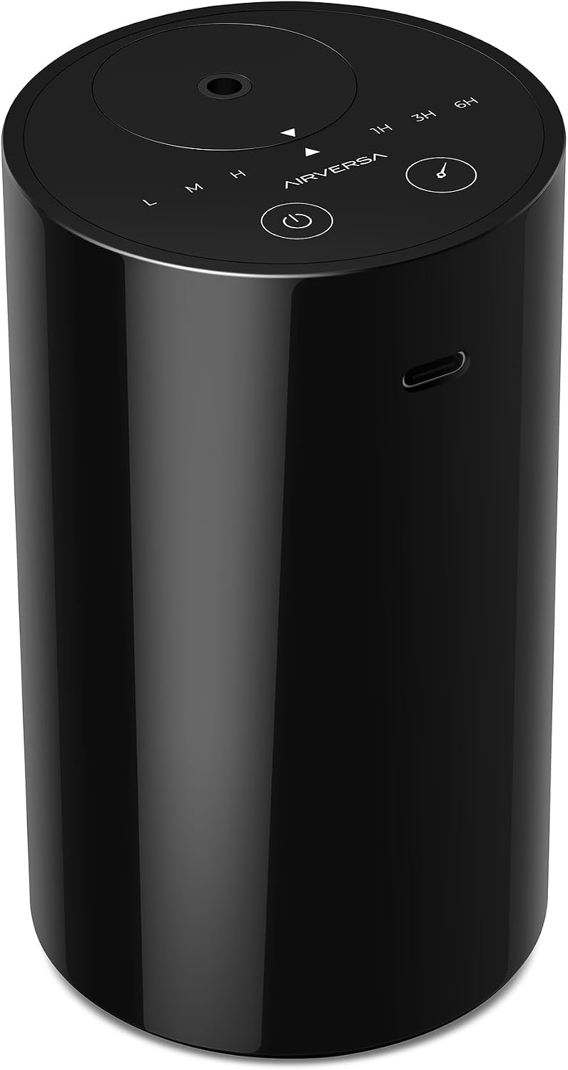 Airversa AN8 Waterless Essential Oil Diffuser Starter Kit, Black