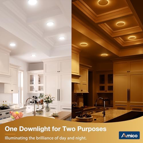 Amico 12 Pack 6 Inch LED Recessed Light with Night Light, 5CCT, 1100LM