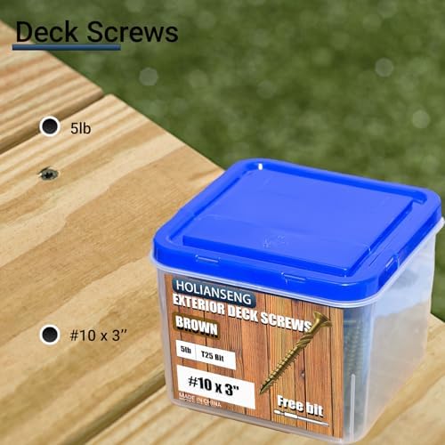 Deck Screws 3 Inch, #10 x 3'', Rust Resistant, Brown Epoxy Coated, Outdoor Screws, Torx/Star Drive, T25 Bit,5lb