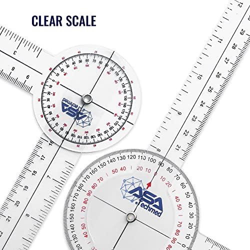 ASA TECHMED 6 Pcs 360° 12, 8 and 6 Inch Medical Spinal Goniometer Angle Protractor Angle Ruler