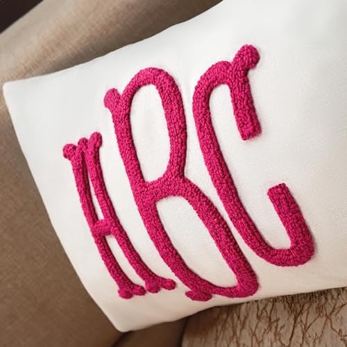 mia'spillow lab Monogram Custom Punch Needle Pillow, Embroidery Gift for Couple, Initial Wedding Monogram, New Home Housewarming Gift, Home Decorations Gift