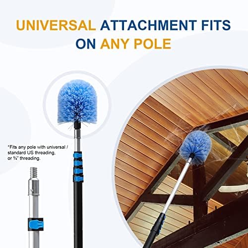 VITEVER Twist-On Cobweb Duster Head Brush, Fits Standard 3/4 inch Threaded Poles, Attachment Spider Web Duster Brush for Outdoor & Indoor Cleaning