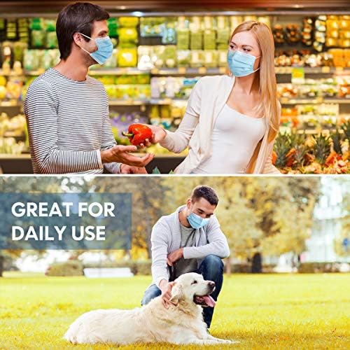 HDFK Face Mask Disposable Adults 3Ply Non-Woven with Nose Clip Blue 50Pack