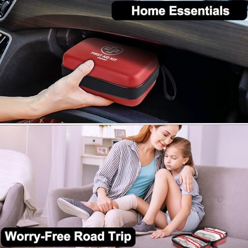 VRIEXSD Premium 320-Piece First Aid Kit, Waterproof EVA Hard Shell Case,Red