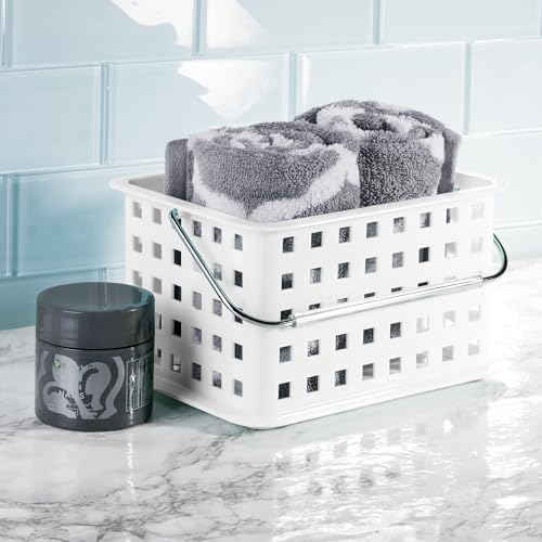 iDesign Portable Shower Caddy Basket with Handle, White