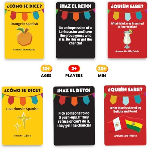 Viral Studios ¿Cómo Se Dice? – Hilarious Spanish Party Card Game, “Chancla” Included | Funny Latino Game for Families & Adults Game Night | Spanish Trivia for No Sabo Kids | 3+ Players