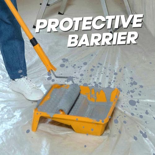 Painter's Plastic Film, 400' Length x 9' Width High, High Density Painters Plastic Sheeting Roll in Box with Dispense Hole for Easy Paint Plastic Covering