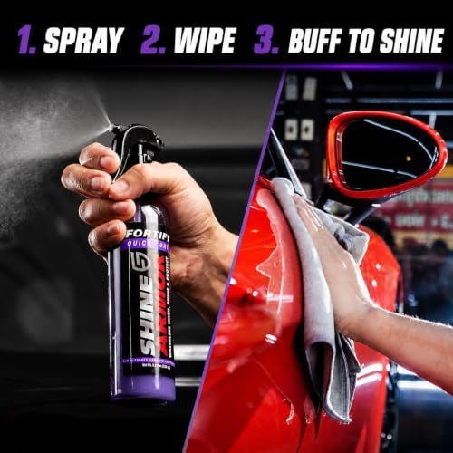 SHINE ARMOR Fortify Quick Coat - 8oz Ceramic Waterless Detailer Spray | 3-in-1 Wash, Wax & Nano-Ceramic Coating | Mirror Shine, Zero Streaks, No Dust Residue | 6-12 Month Protection | Made in USA