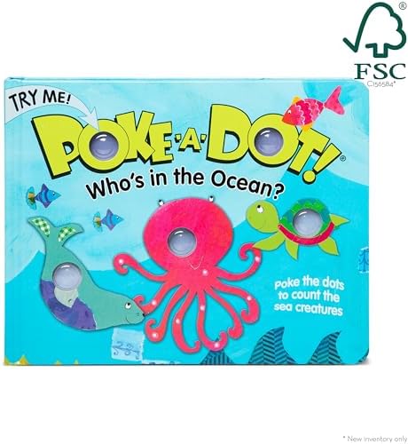 Melissa & Doug Poke-a-Dot! Who’s in the Ocean? Interactive Children's Board Book with Buttons to Pop, Educational Sensory Toy for Toddlers & Preschoolers Ages 3+ - FSC Certified
